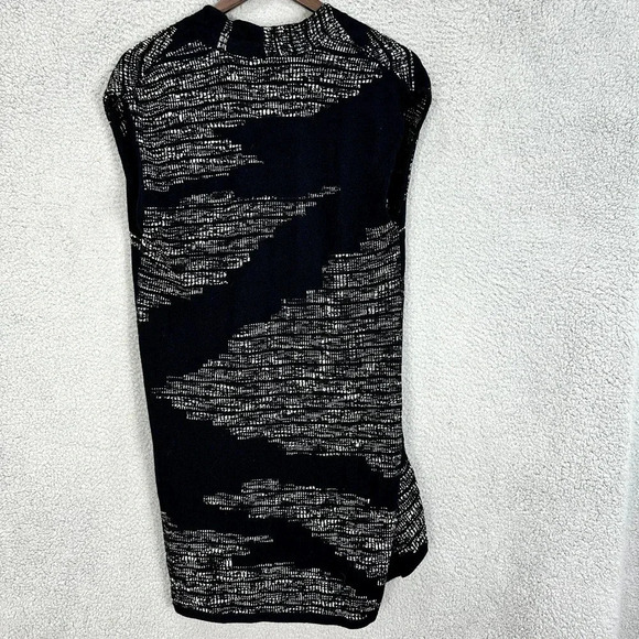 Chico's Cardigan Womens Small Black Open Front Sleeveless Longline Tweed‎ Boho - Picture 2 of 6